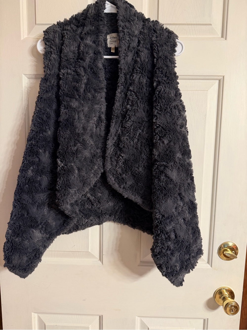 dylan Plush Faux Fur Gray Draped Vest XS